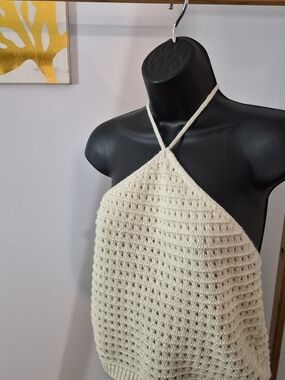 Lucy Paris Cream Crochet Halter Camisole